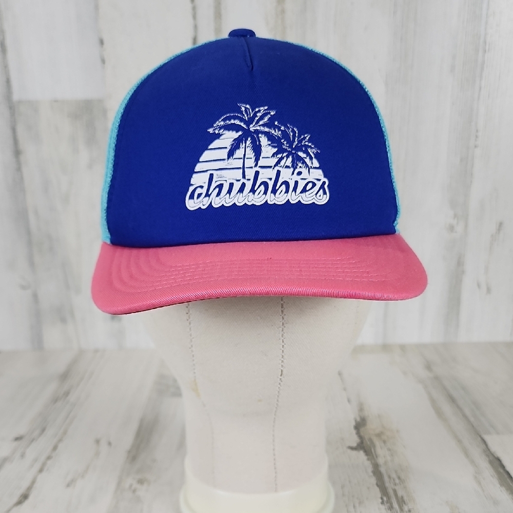 Chubbies blue pink white mesh snapback trucker baseball hat cap